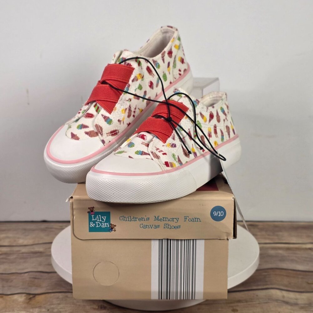 Lily & Dan Childrens 9/10 Ice Cream Print Memory Foam Canvas Shoes